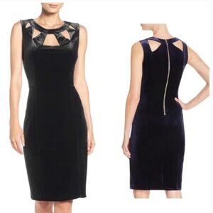 Gorgeous Eliza J black velvet cutout mini dress gold details